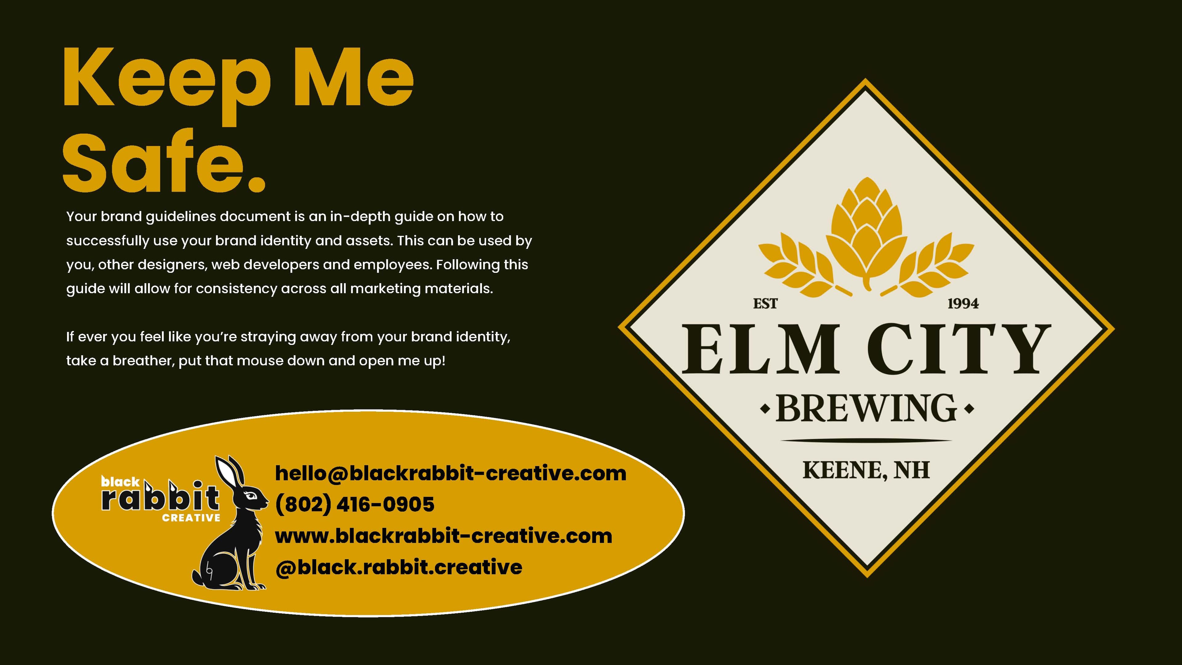 Elm City Brewing — Keep Me Safe | Brand guide by Black Rabbit Creative