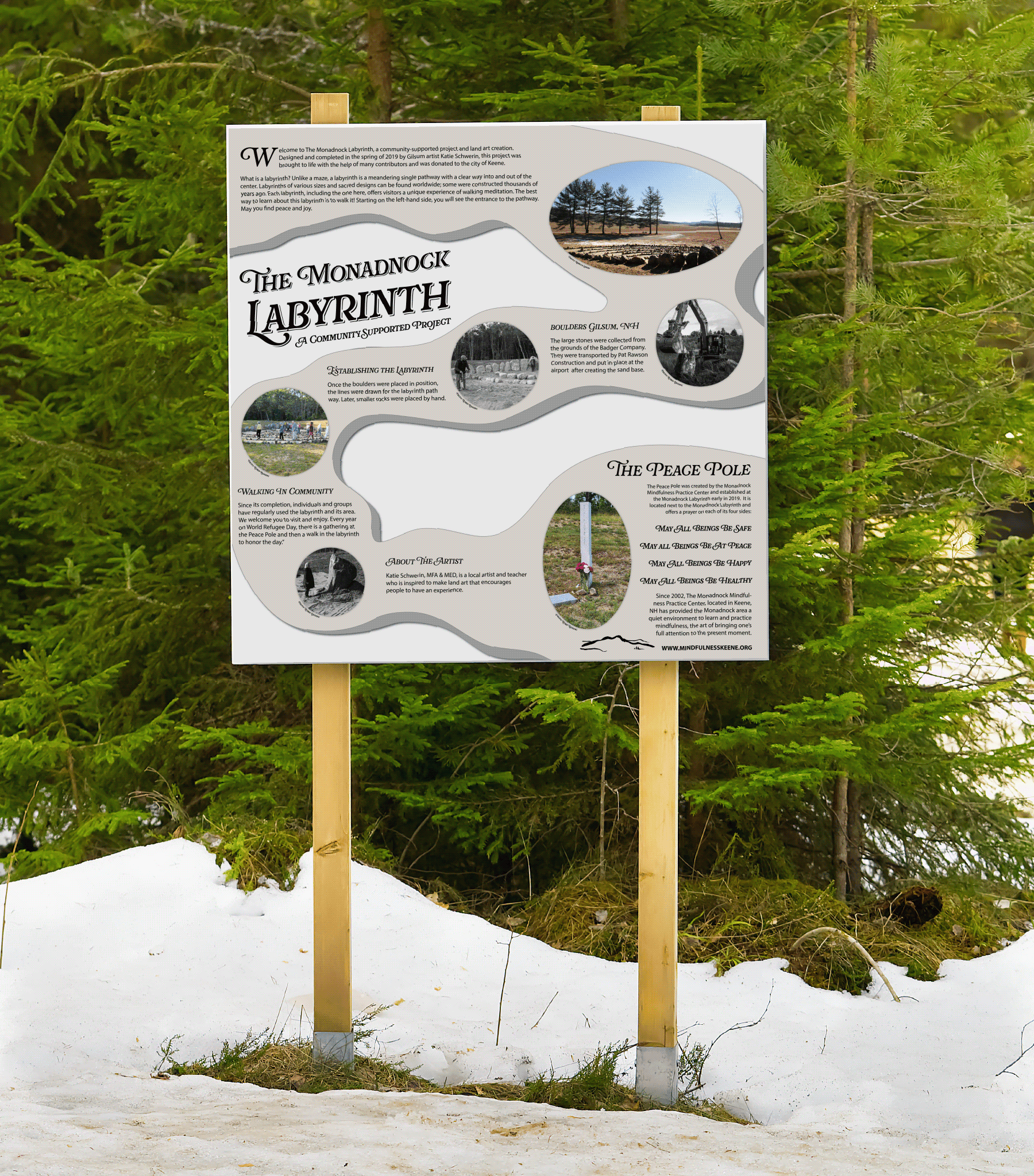 The Monadnock Labyrinth — interpretive signage panel | Designed by Black Rabbit Creative