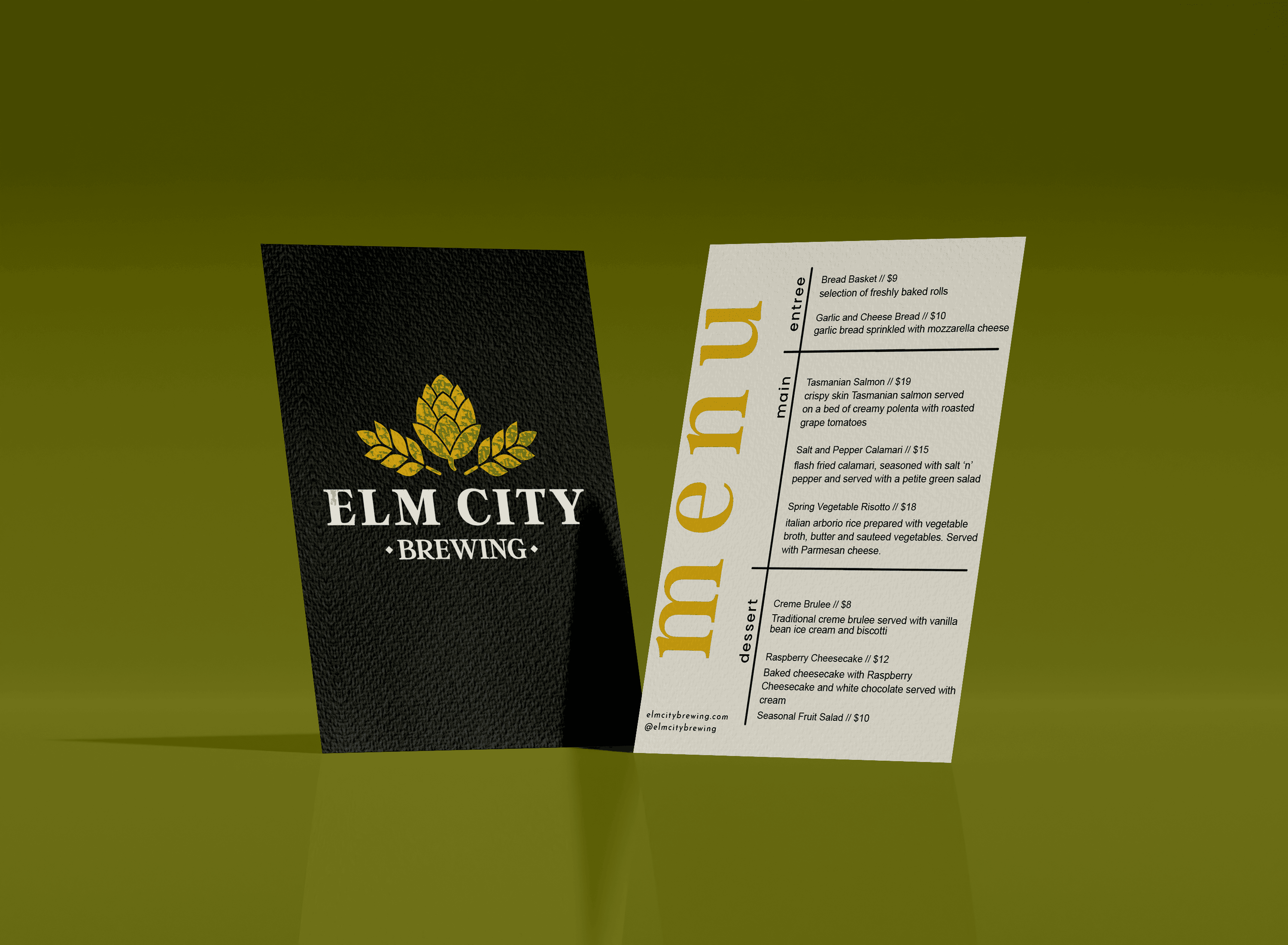 Elm City Brewing menu design | Print design by Black Rabbit Creative