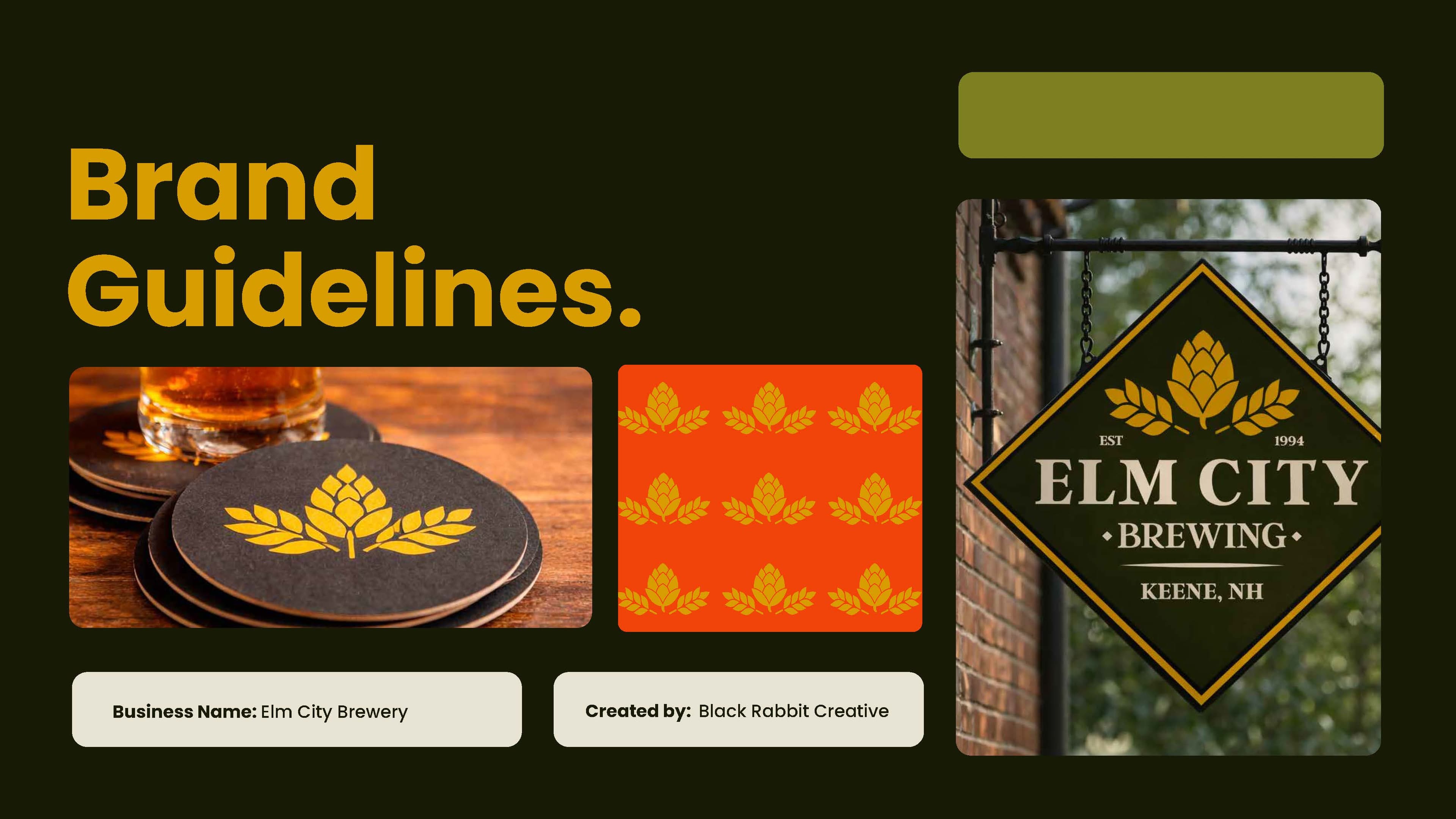 Elm City Brewing — Brand Guidelines Cover | Designed by Black Rabbit Creative