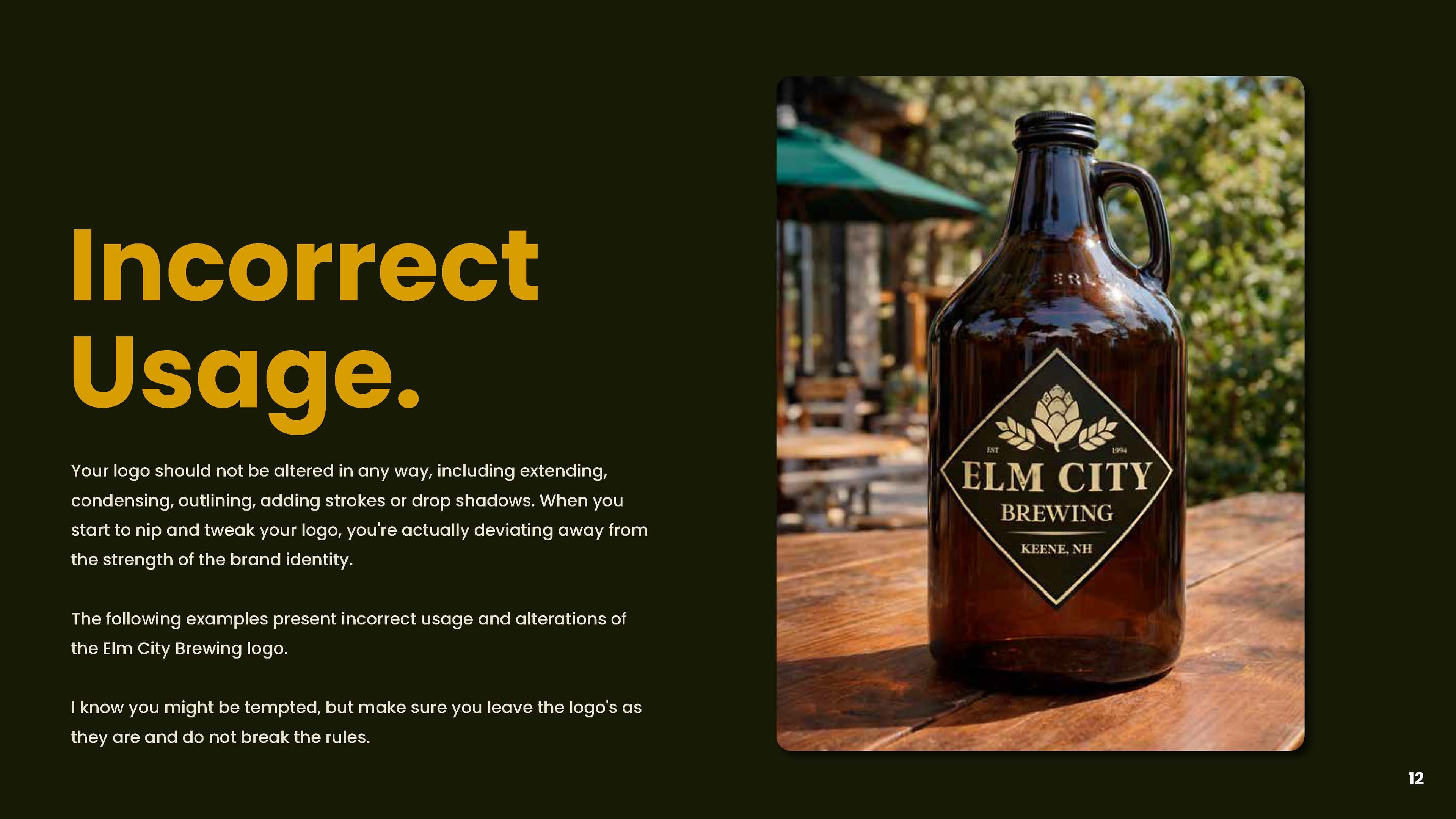 Elm City Brewing — Incorrect Logo Usage | Brand guidelines by Black Rabbit Creative