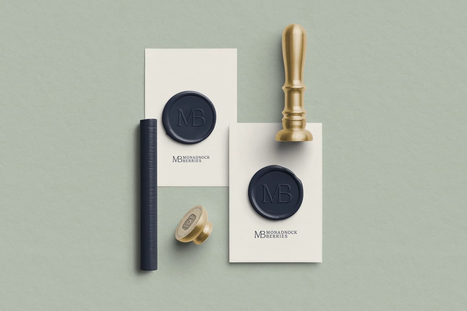 Monadnock Berries stationery set with a brass wax seal