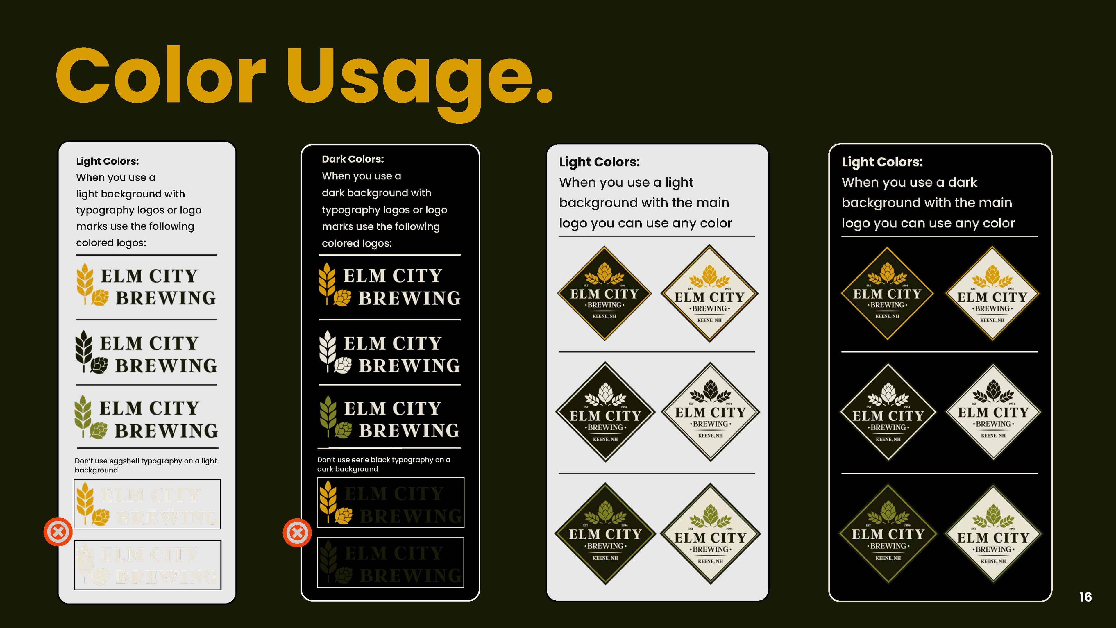 Elm City Brewing — Color Usage Guidelines | Brand guide by Black Rabbit Creative