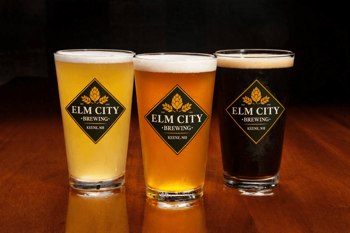 Elm City Brewing branded pint glasses | Merchandise by Black Rabbit Creative