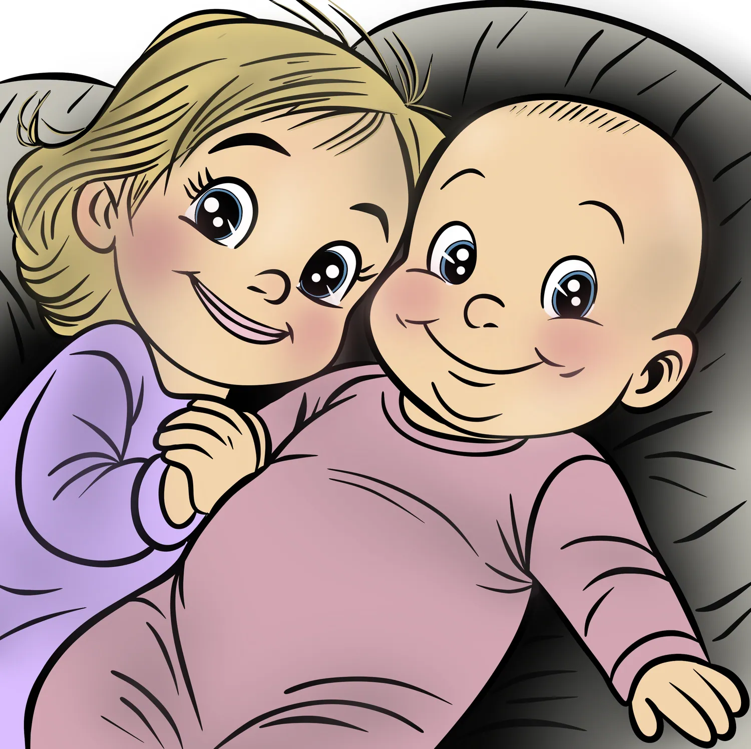 Illustration of two babies in pajamas