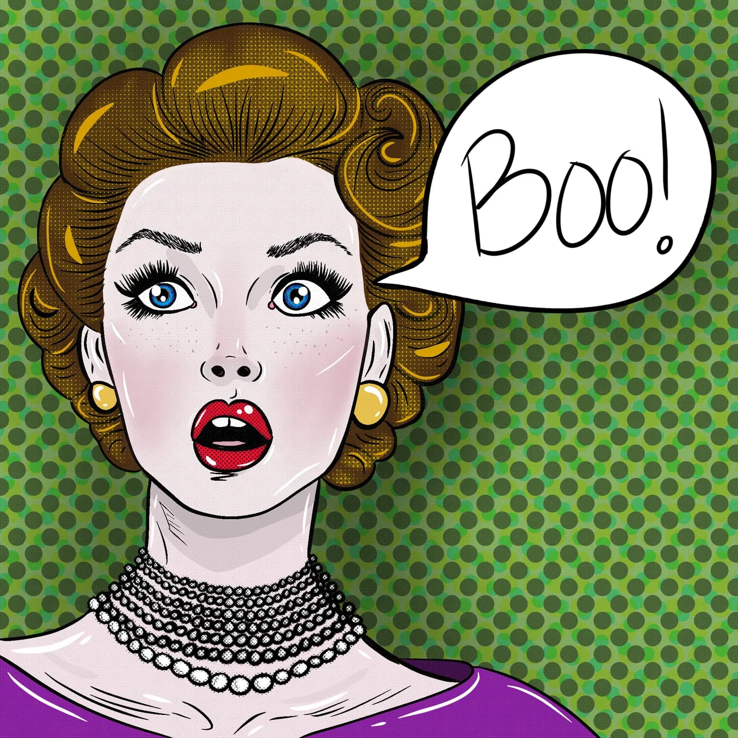 Pop-art illustration of a woman mid-gasp