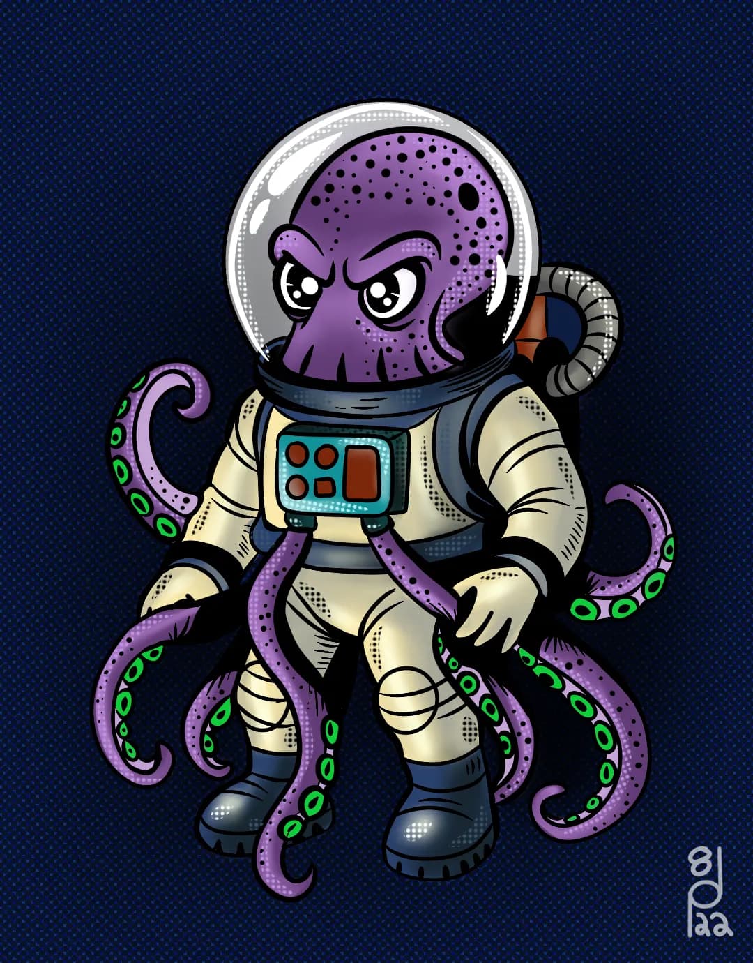 Illustration of an octopus in an astronaut helmet