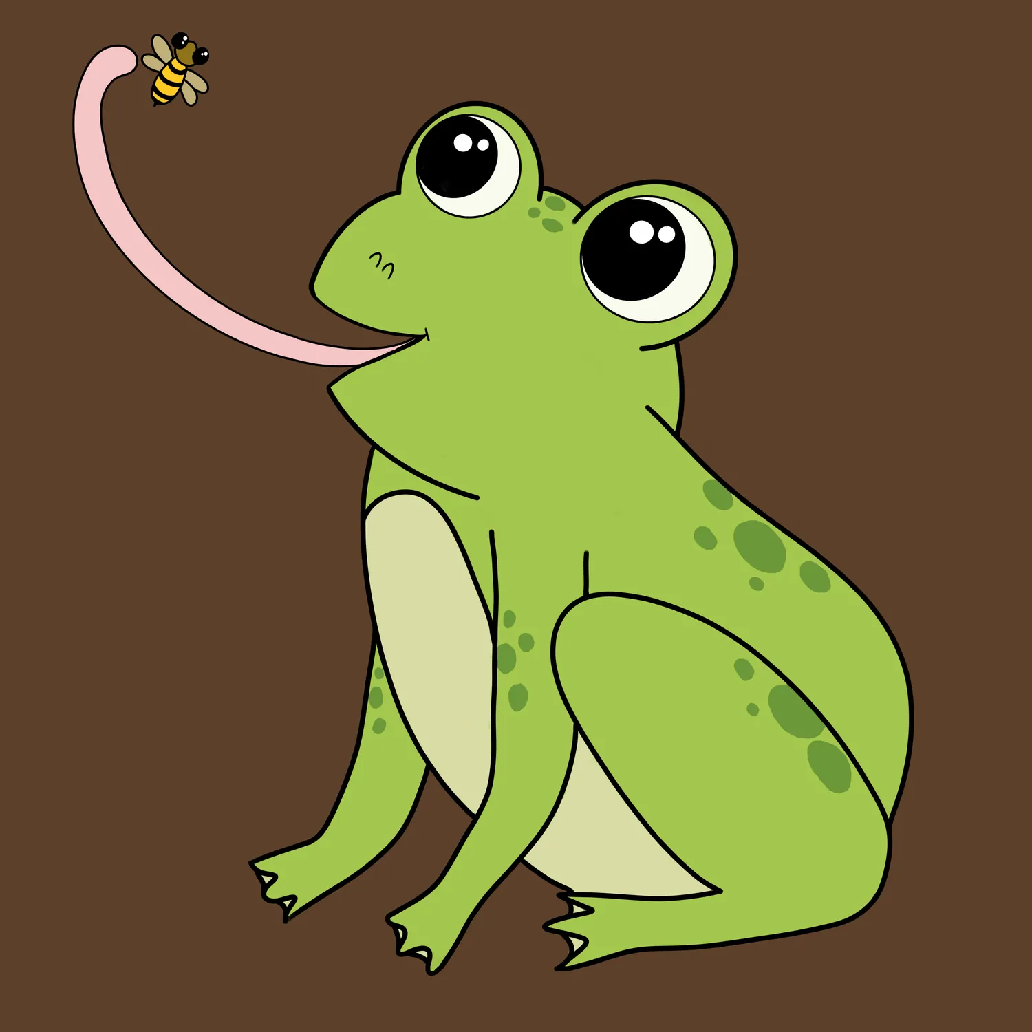 Illustration of a frog catching a fly