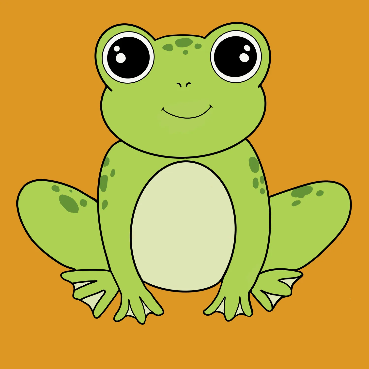 Front-facing illustration of a green frog