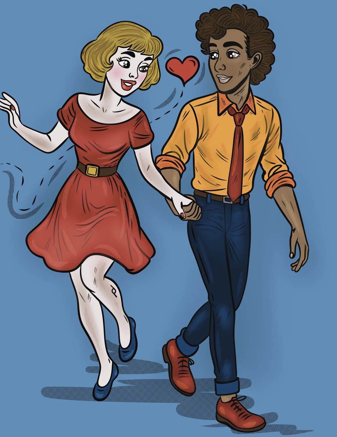 Illustration of a couple dancing