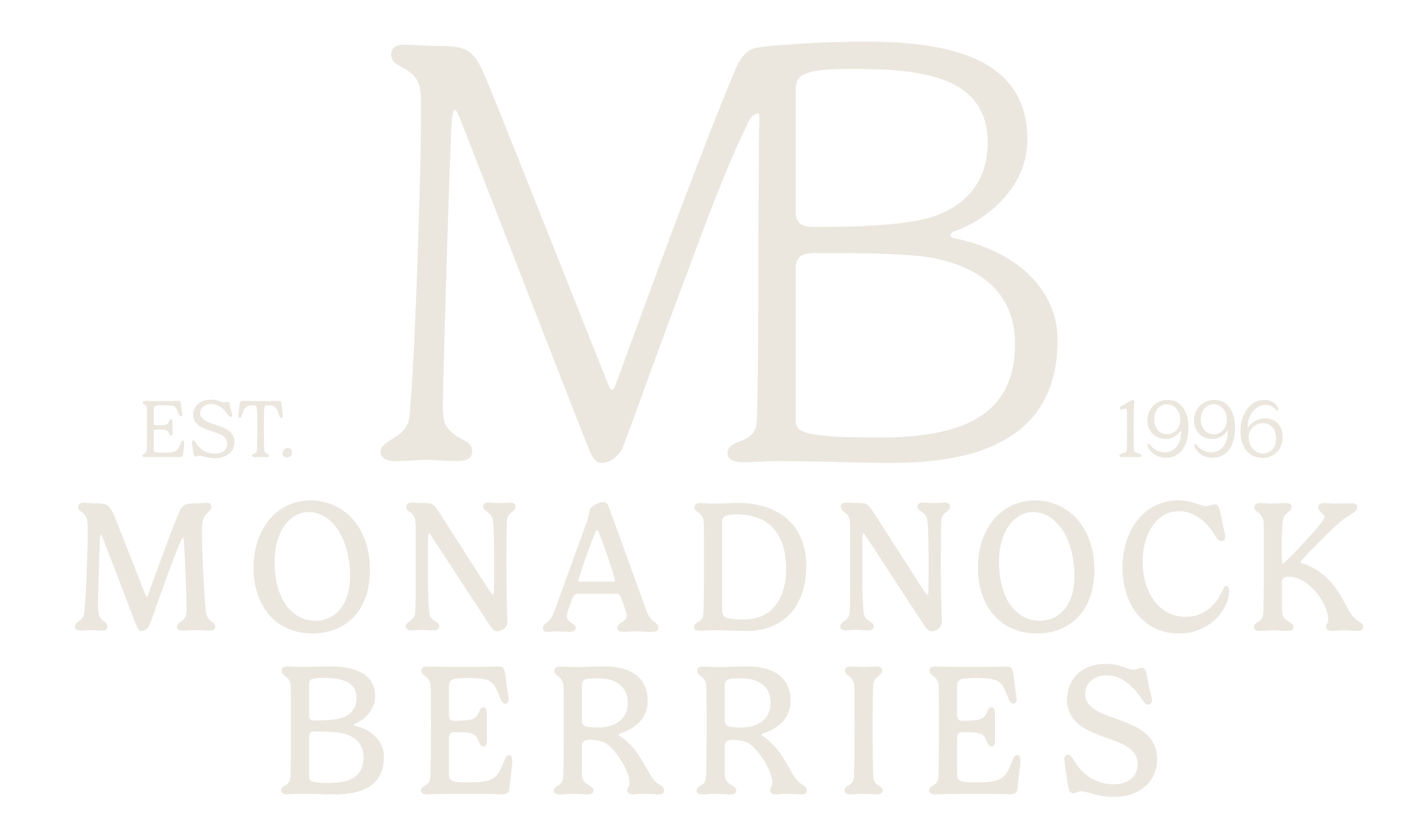 Monadnock Berries heritage mark with EST 1996 date — formal brand variation by Black Rabbit Creative