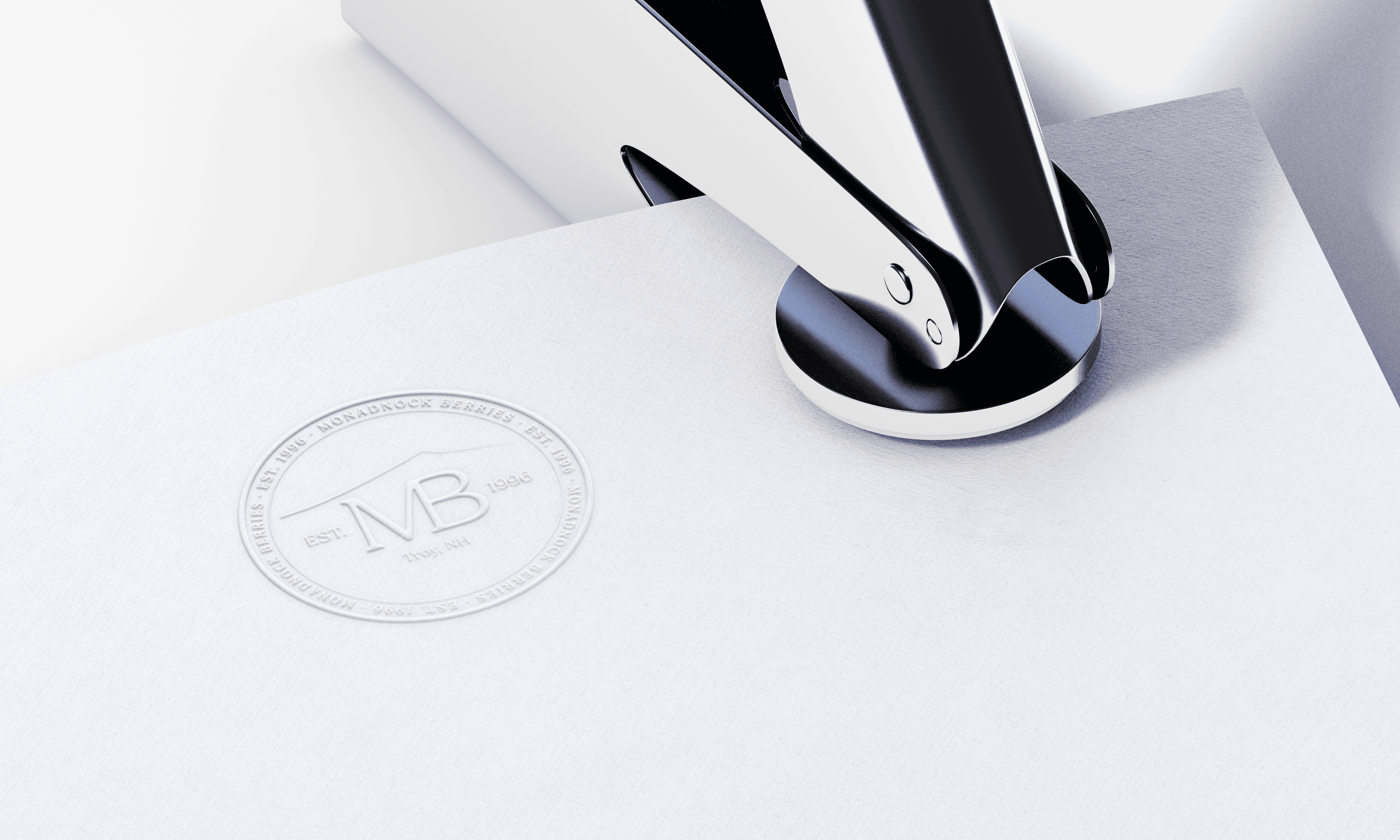 Embossed Seal — Monadnock Berries brand application by Black Rabbit Creative