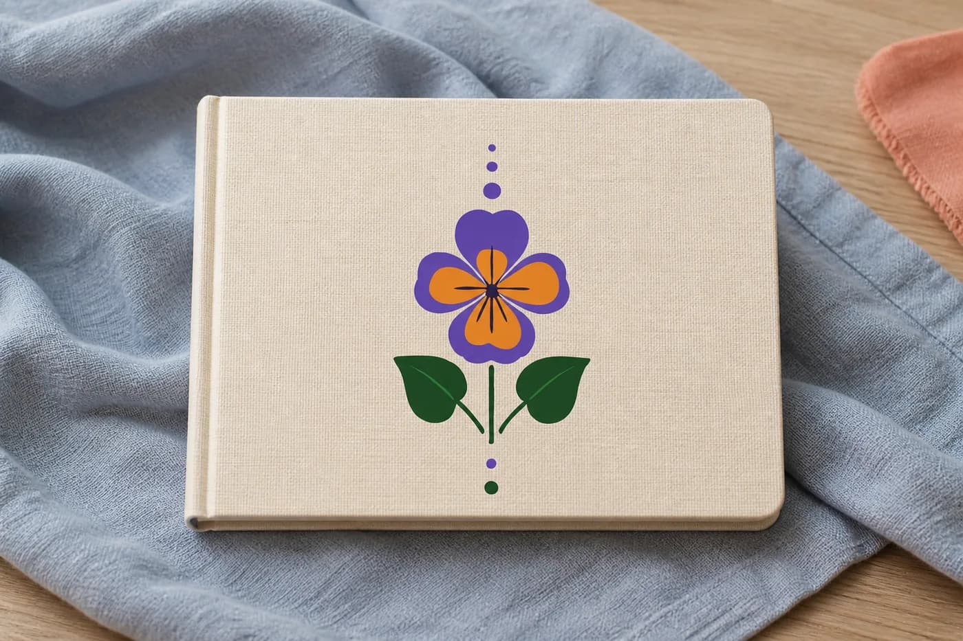 Fortified Motherhood hardcover journal with the violet botanical illustration on the cover