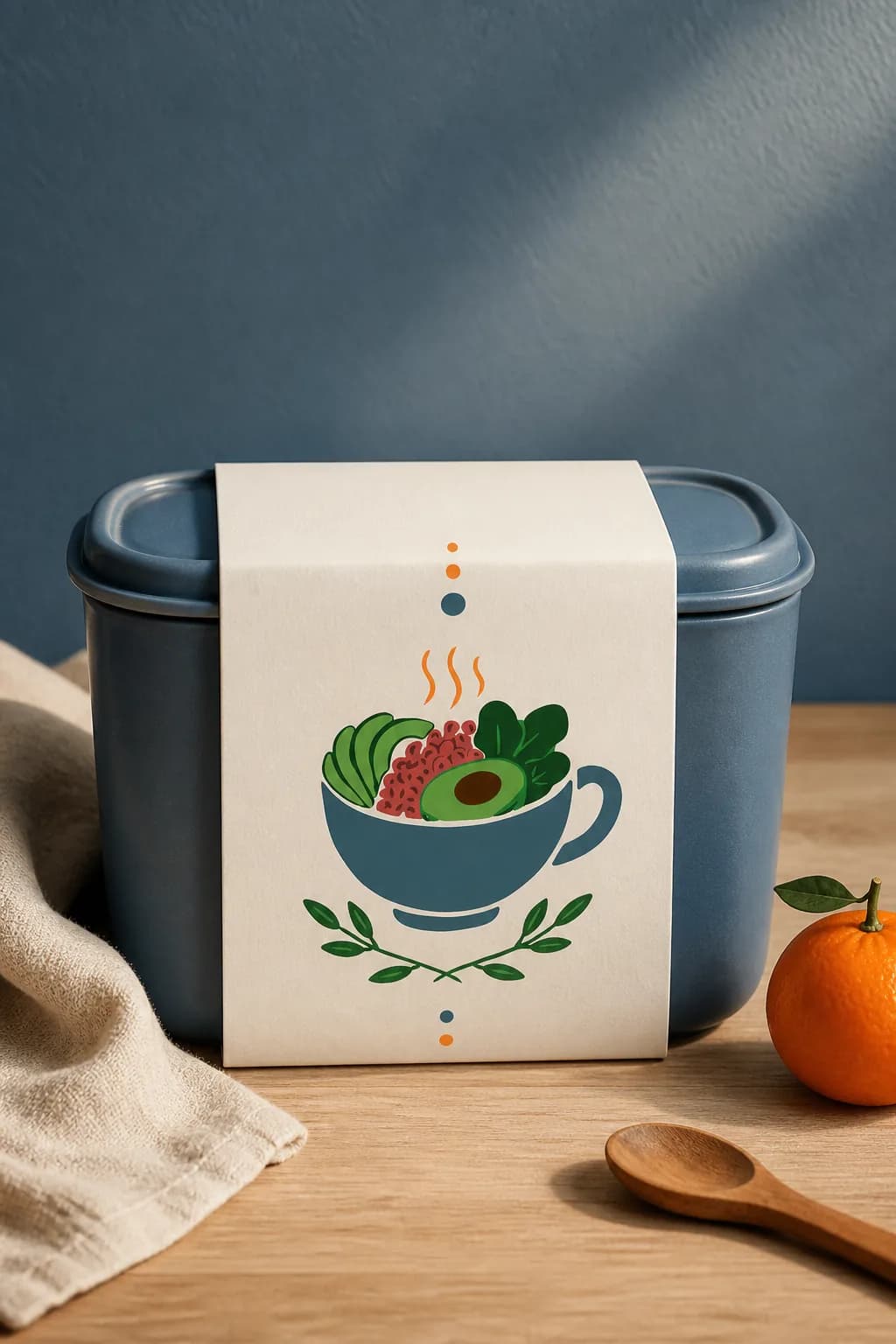 Fortified Motherhood meal container with the warm meals illustration on the sleeve