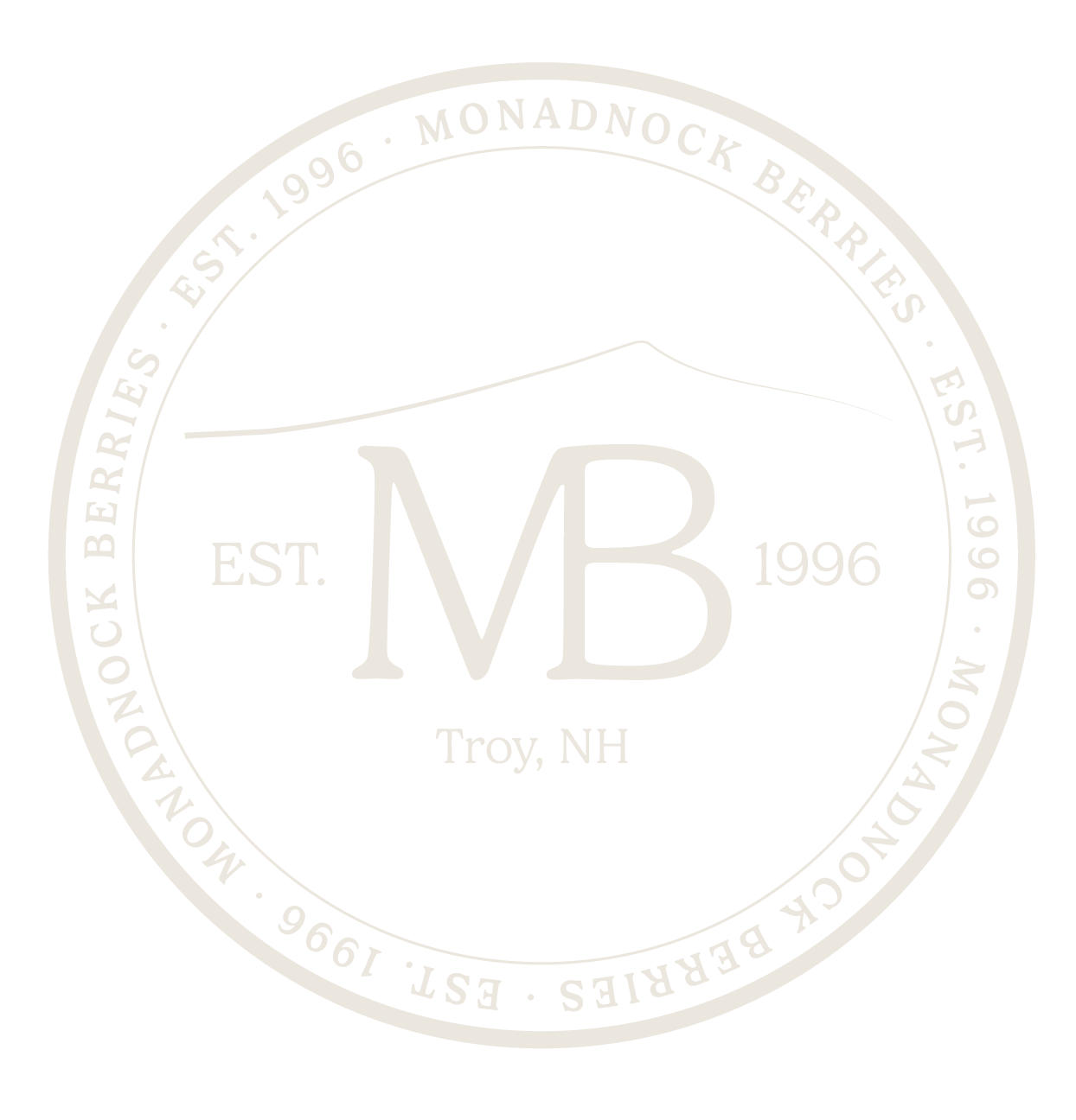 Monadnock Berries brand seal — circular signature mark with landscape detail by Black Rabbit Creative, Portsmouth NH, New Hampshire, New England