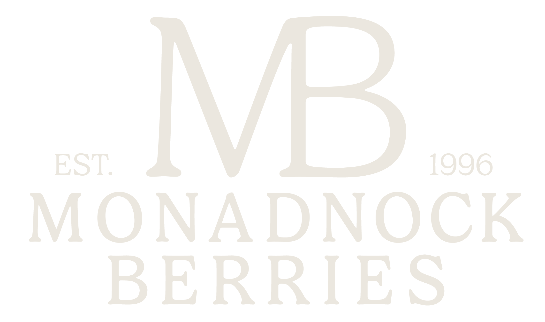 Monadnock Berries heritage mark with EST 1996 date — formal brand variation by Black Rabbit Creative, Portsmouth NH, New Hampshire, New England