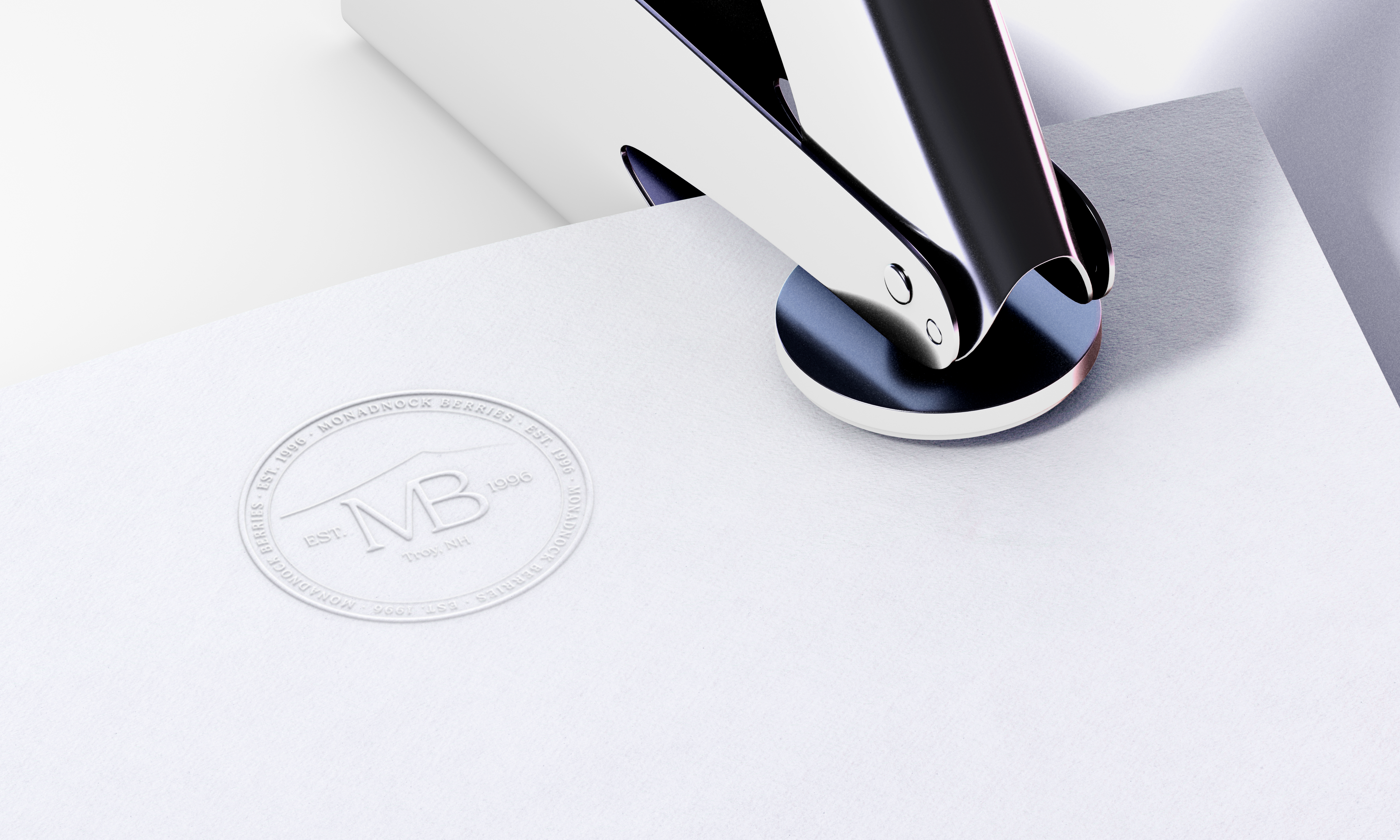 Embossed Seal — Monadnock Berries brand application by Black Rabbit Creative, Portsmouth NH, New Hampshire, New England