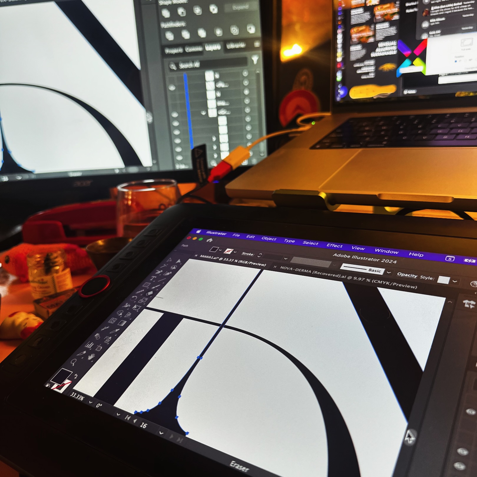 Design studio workspace with Adobe Illustrator on drawing tablet — Black Rabbit Creative, Portsmouth NH, New Hampshire, New England