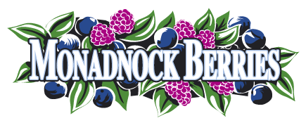 Original 1990s Monadnock Berries logo — painted farm scene with hand-lettered text | Before the rebrand by Black Rabbit Creative, Portsmouth NH, New Hampshire, New England