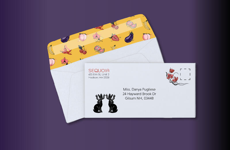 Sequoia – branded envelope with illustrated liner